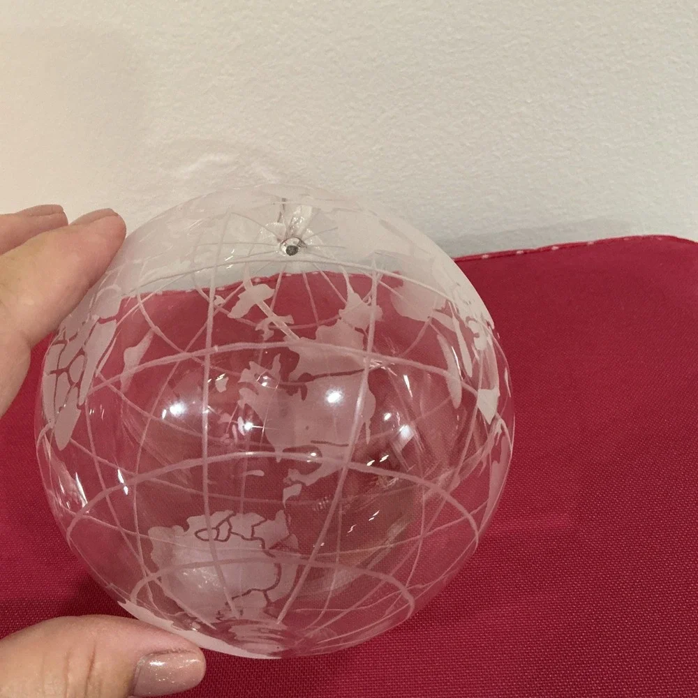 Planet Earth World Map Globe Blown Glass Christmas Ornament Pottery Barn RARE